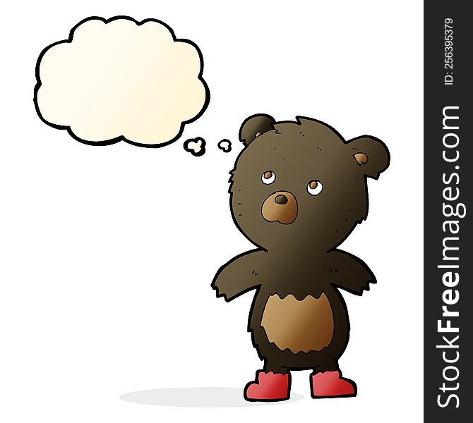 Cartoon Cute Little Bear With Thought Bubble