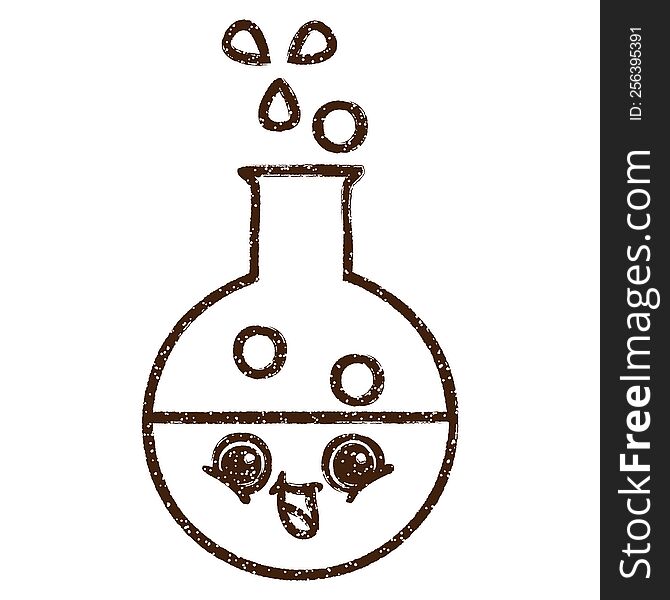 Science Beaker Charcoal Drawing