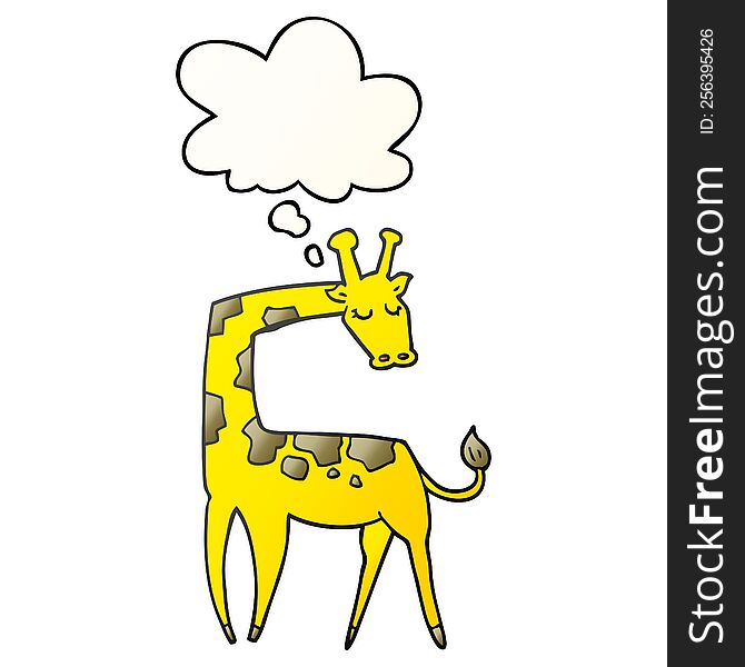 Cartoon Giraffe And Thought Bubble In Smooth Gradient Style