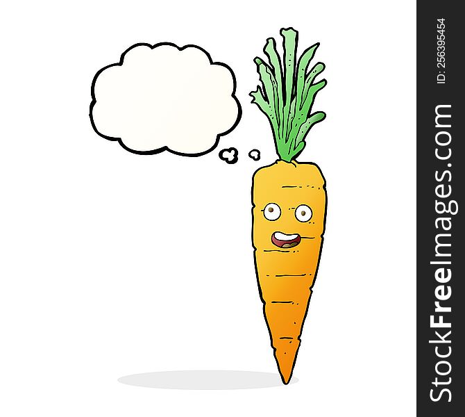 cartoon carrot with thought bubble