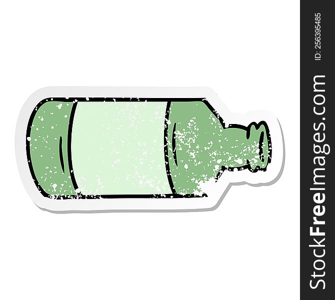 Distressed Sticker Cartoon Doodle Of An Old Glass Bottle