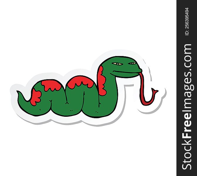 Sticker Of A Cartoon Slithering Snake