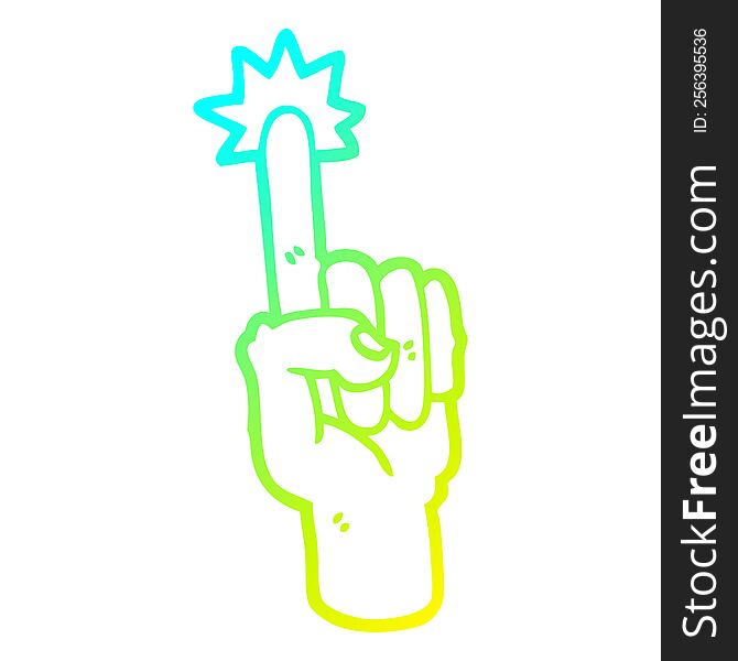 cold gradient line drawing of a cartoon pointing finger