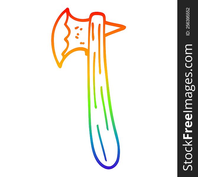 Rainbow Gradient Line Drawing Cartoon Old Axe