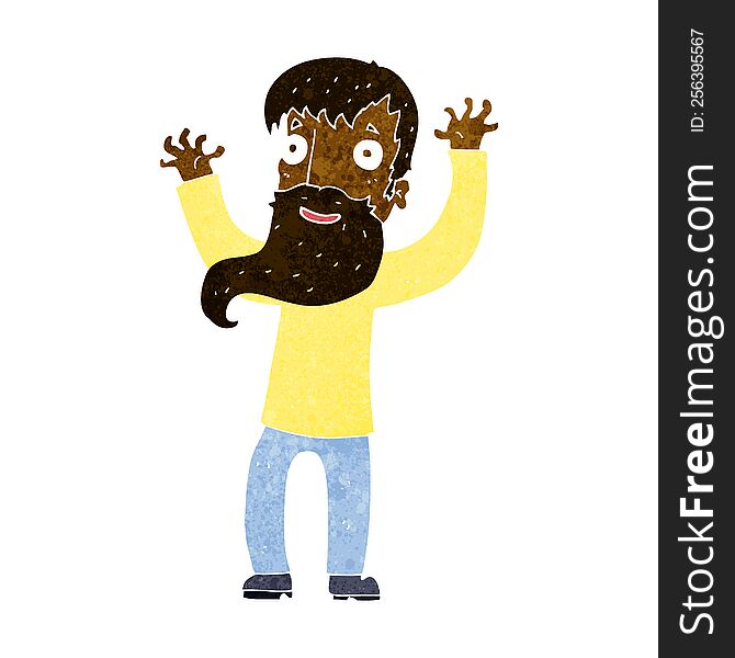 Cartoon Excited Man With Beard
