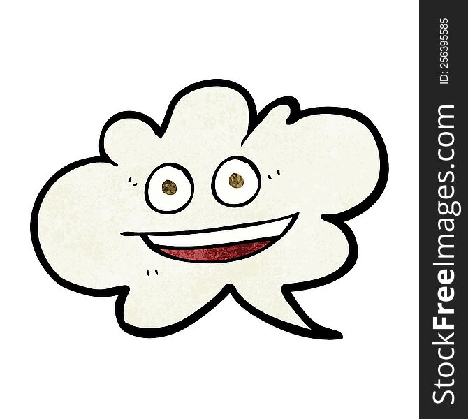 freehand textured cartoon cloud speech bubble with face