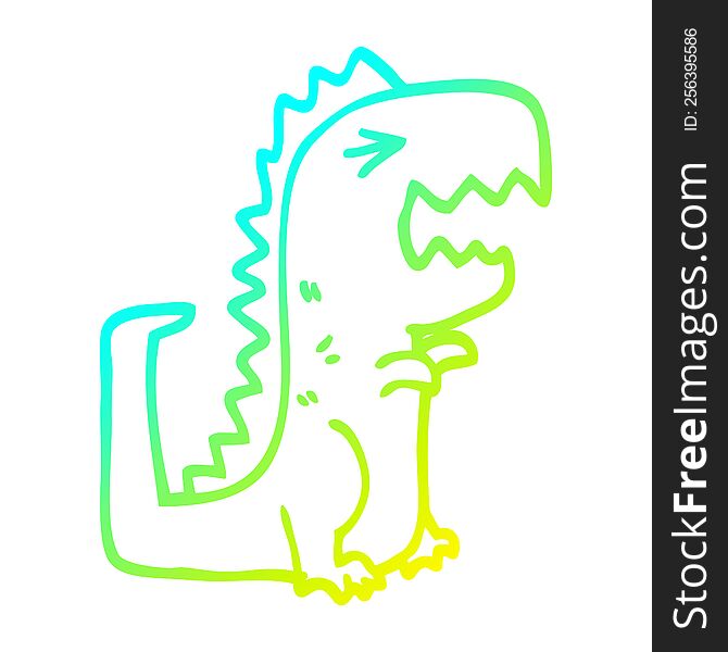 cold gradient line drawing of a cartoon roaring t rex