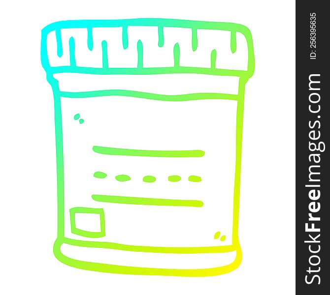 cold gradient line drawing of a cartoon medical sample jar