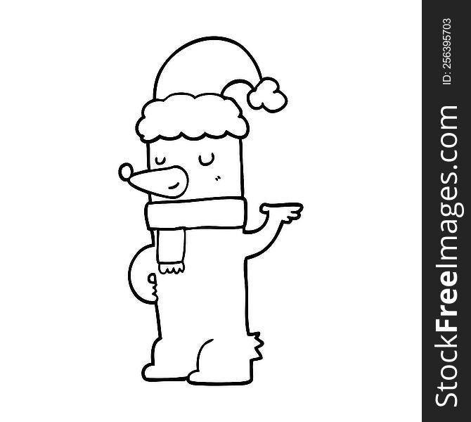 Cartoon Bear Wearing Christmas Hat