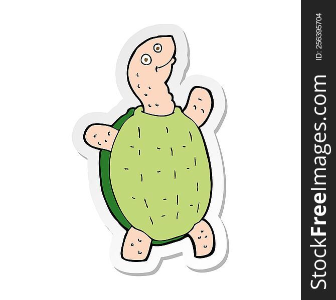 sticker of a cartoon happy turtle