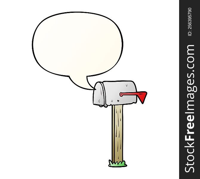Cartoon Mailbox And Speech Bubble In Smooth Gradient Style