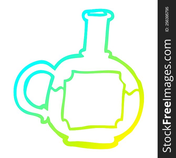 Cold Gradient Line Drawing Cartoon Of Potion Bottle