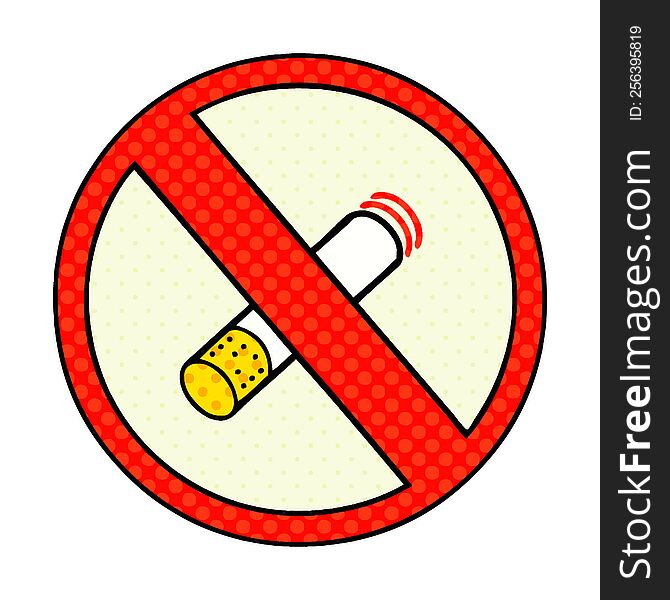 comic book style cartoon of a no smoking allowed sign