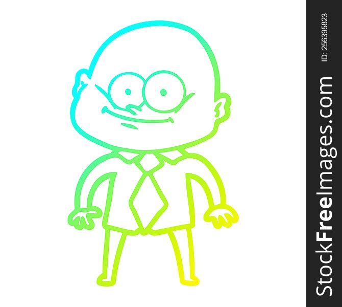 cold gradient line drawing of a cartoon manager man staring