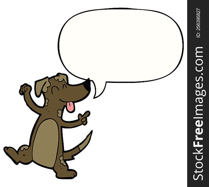 Cartoon Dancing Dog And Speech Bubble