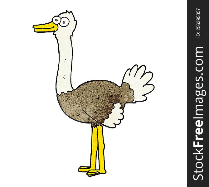 freehand textured cartoon ostrich