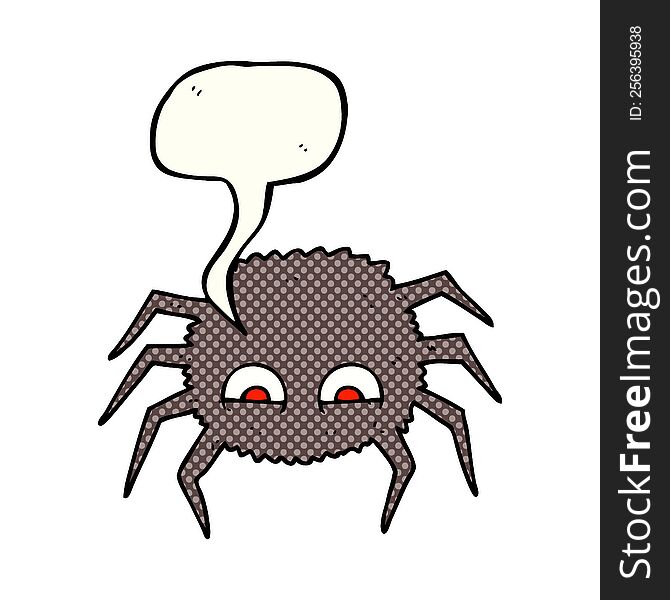 freehand drawn comic book speech bubble cartoon spider