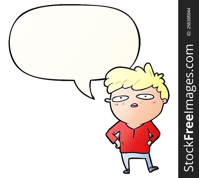 Cartoon Impatient Man And Speech Bubble In Smooth Gradient Style