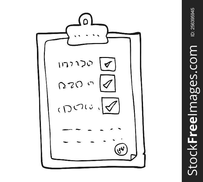 freehand drawn black and white cartoon checklist