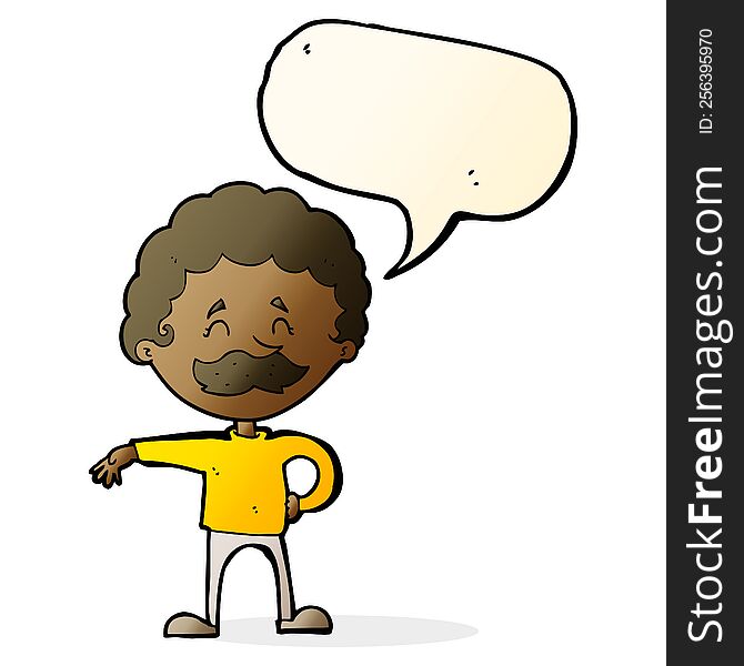 Cartoon Man Making Camp Gesture With Speech Bubble