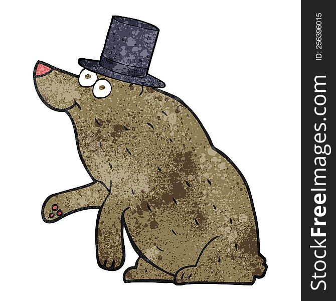 Textured Cartoon Bear In Top Hat