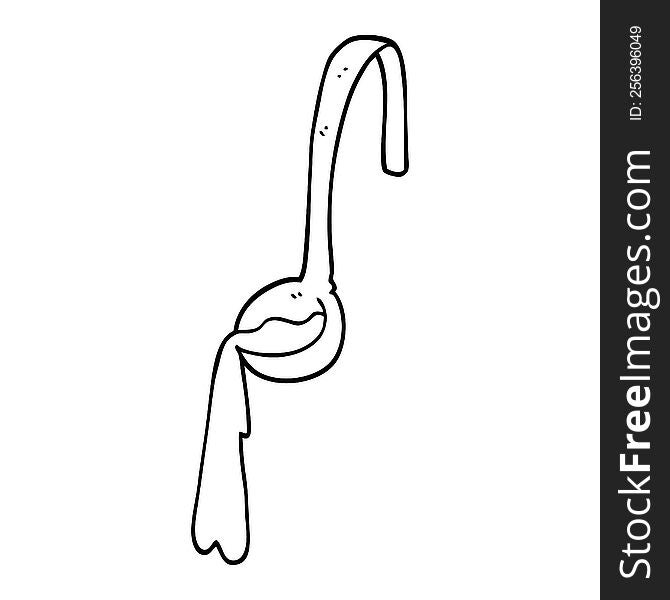 line drawing cartoon ladle of food