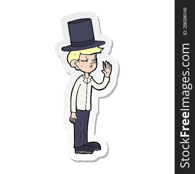 sticker of a cartoon man wearing top hat