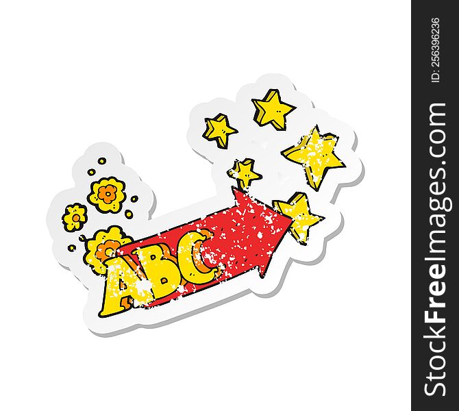 retro distressed sticker of a cartoon ABC symbol