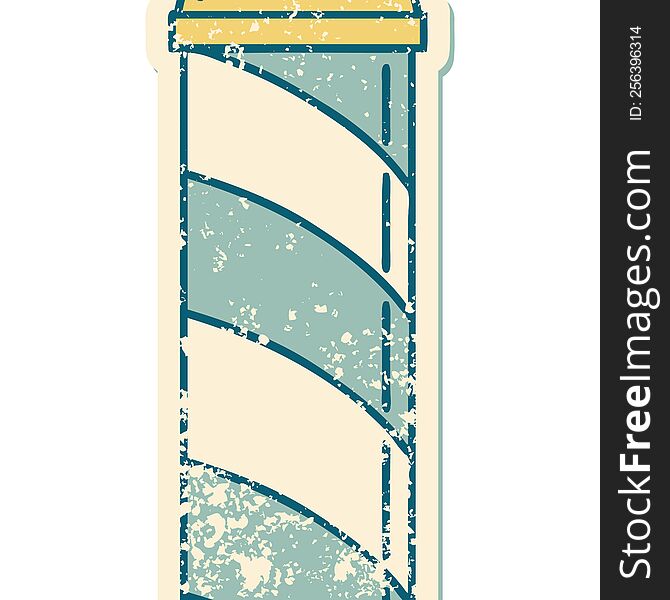 Distressed Sticker Tattoo Style Icon Of A Barbers Pole
