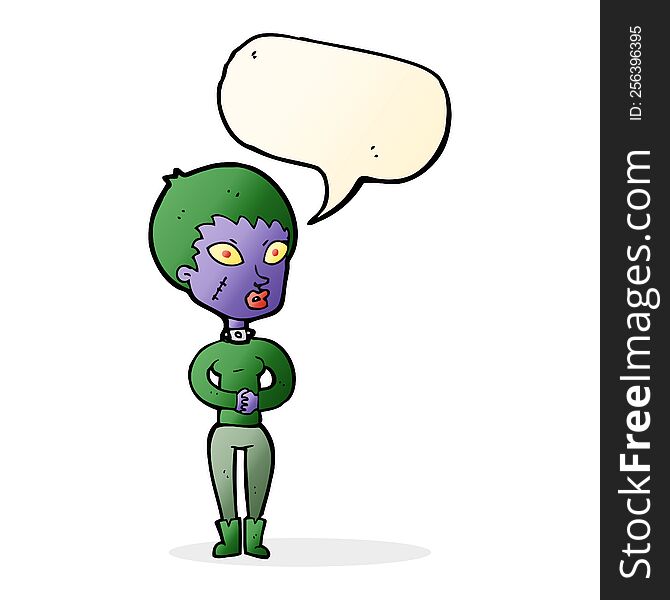 Cartoon Zombie Girl With Speech Bubble