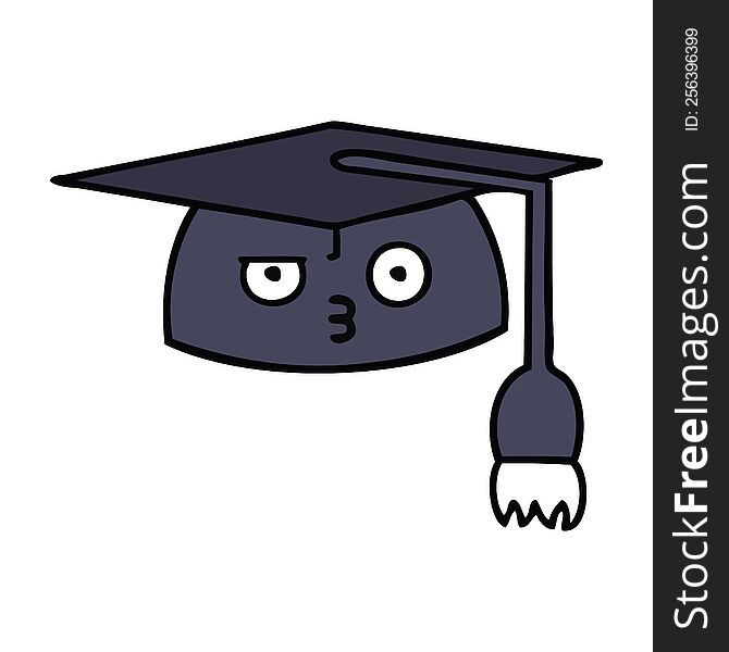 cute cartoon of a graduation hat. cute cartoon of a graduation hat