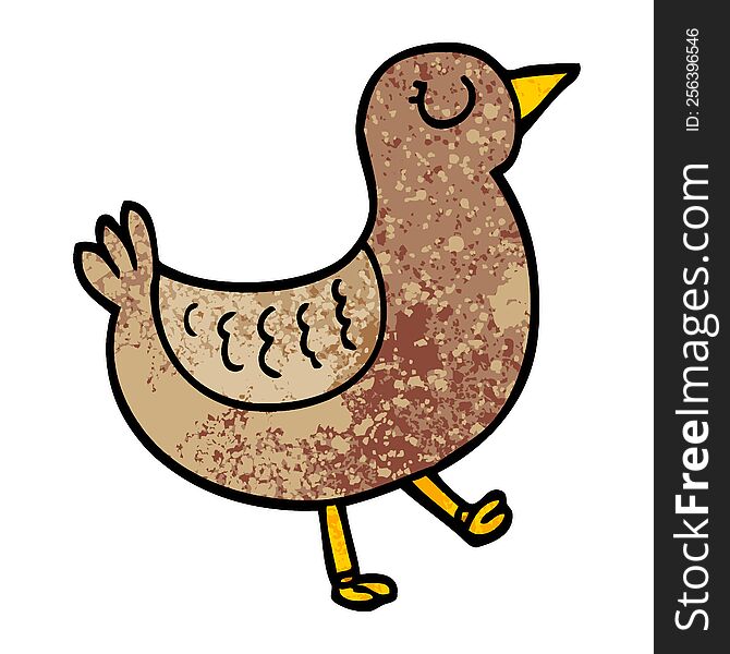 Grunge Textured Illustration Cartoon Bird