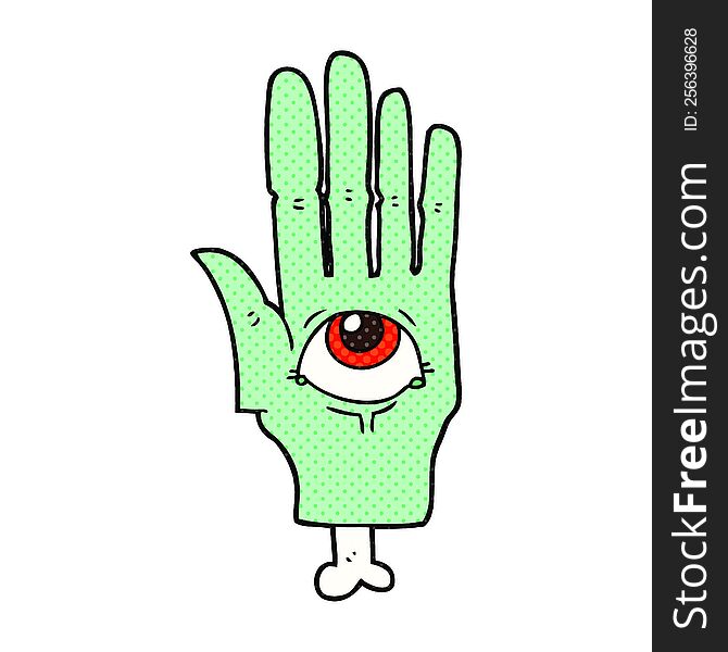 freehand drawn cartoon spooky eye hand