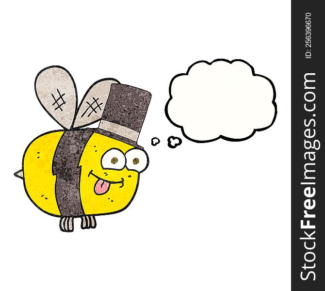 Thought Bubble Textured Cartoon Bee Wearing Hat