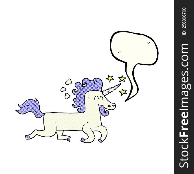 Comic Book Speech Bubble Cartoon Unicorn