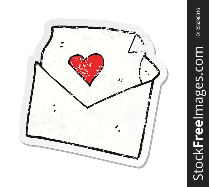 retro distressed sticker of a cartoon love letter