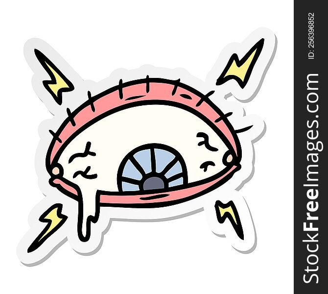 Sticker Cartoon Doodle Of An Enraged Eye