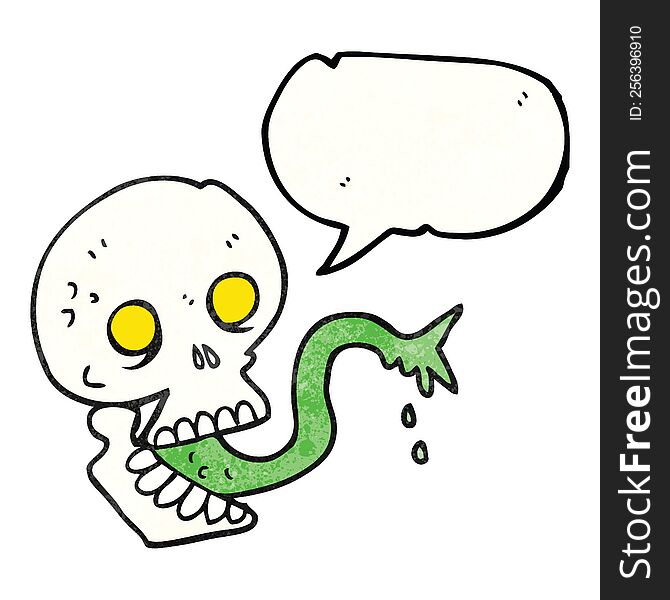 freehand speech bubble textured cartoon spooky halloween skull