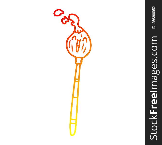 warm gradient line drawing of a happy cartoon paintbrush