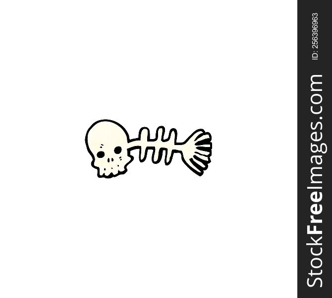 spooky skull fish bones cartoon