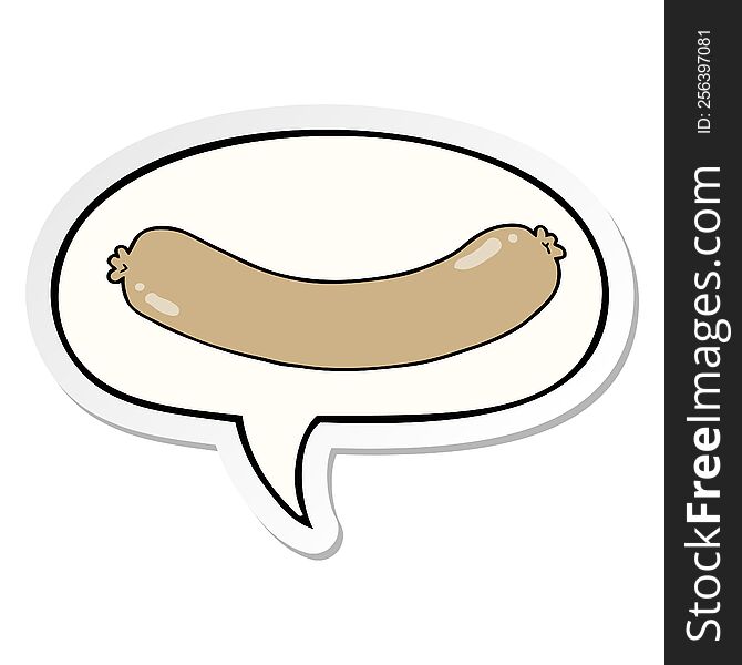 cartoon sausage with speech bubble sticker. cartoon sausage with speech bubble sticker