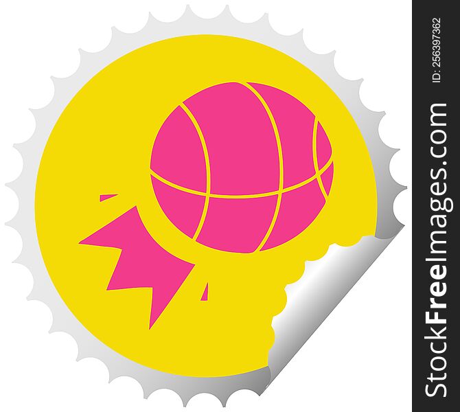 Circular Peeling Sticker Cartoon Basket Ball