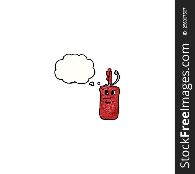 Ketchup Bottle With Thought Bubble Cartoon