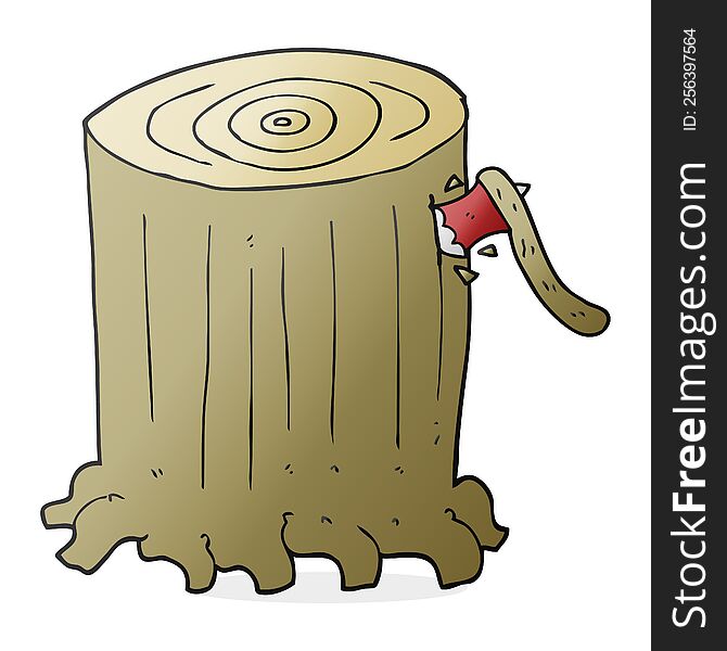 freehand drawn cartoon big tree stump