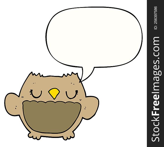 Cartoon Owl And Speech Bubble