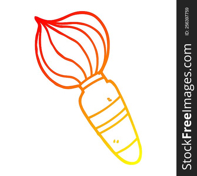 warm gradient line drawing of a cartoon large paint brush