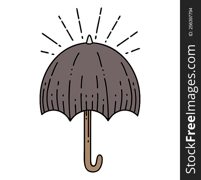 illustration of a traditional tattoo style open umbrella