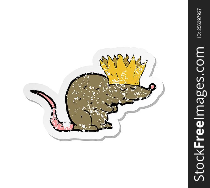 retro distressed sticker of a king rat cartoon