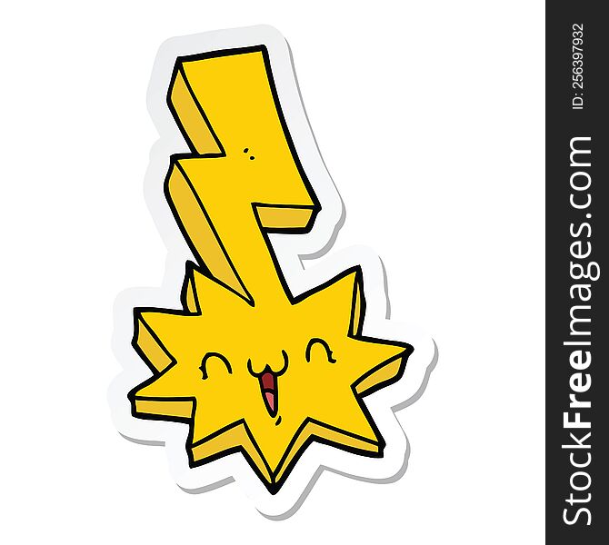 Sticker Of A Cartoon Lightning Bolt