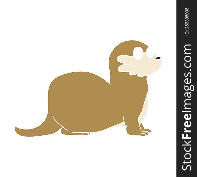Flat Color Style Cartoon Otter